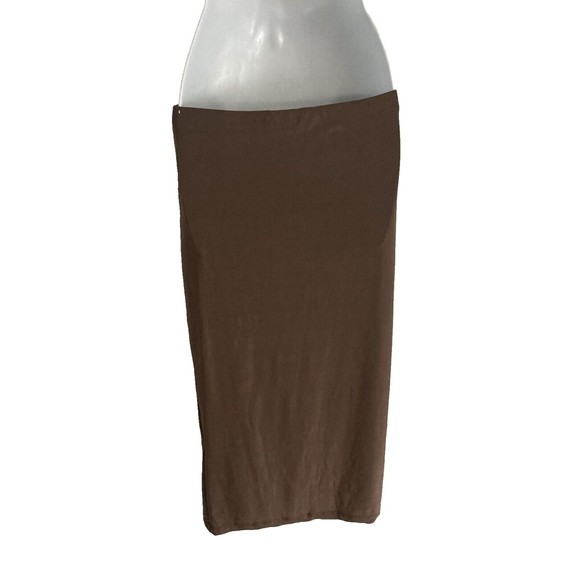 London Rose Women Straight Pencil Skirt Size L Brown Knit Elastic Waist Ties NWT - Picture 10 of 11